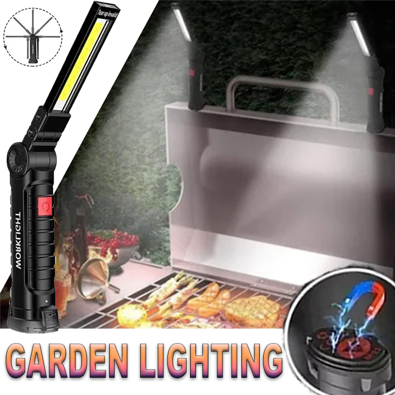 Zinc Outdoor Lighting - Tragbare LED-Taschenlampe mit Magnethaken, Outdoor-Reparatur-Arbeitsleuchte, wiederaufladbare