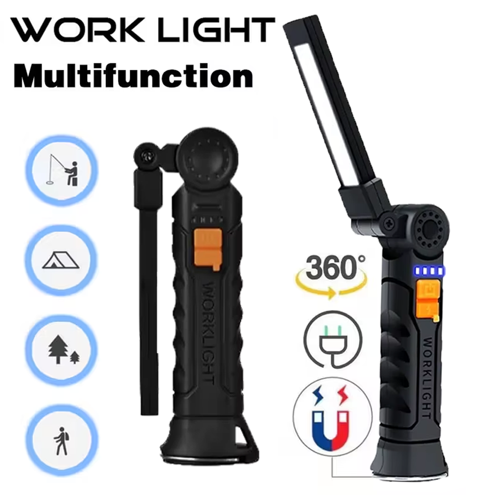 Zinc Outdoor Lighting - Tragbare COB-LED-Taschenlampe, wiederaufladbare USB-Taschenlampe mit magnetischer