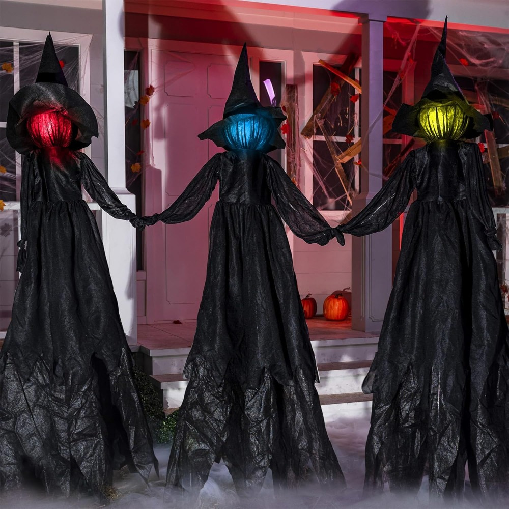 Outdoor Lighting Yard Stakes - 3er-Pack 51'' Halloween-Hexendekorationen für den Außenbereich,