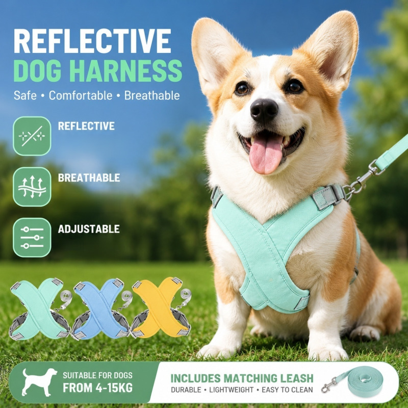 Color Changing Outdoor - Reflektierendes Hundegeschirr zum Spazierengehen, atmungsaktive Haustierweste,