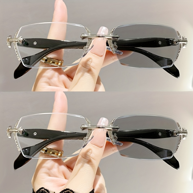 Color Changing Outdoor - 2PCS Metall Photochrome Brillen Rechteckigen Rahmen
