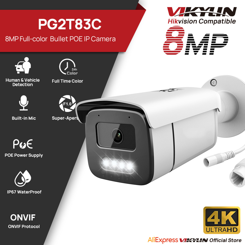 Outdoor Lighting Options - Vikylin 8MP Vollfarbige Nachtsicht-Bullet-IP-Kamera mit Personen-