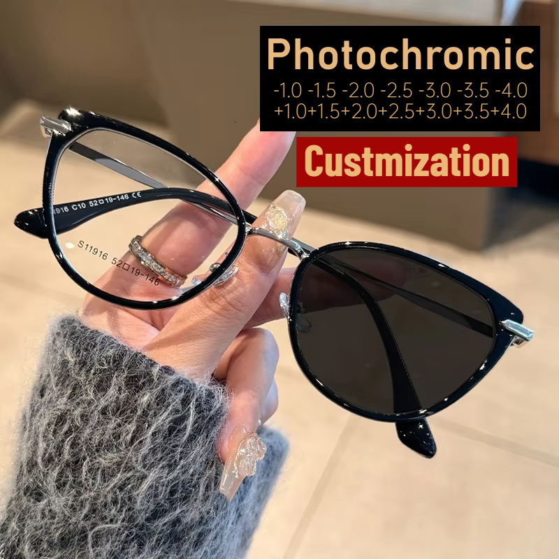 Color Changing Outdoor - 2025, modische Cat-Eye-Sonnenbrille mit photochrome Anpassung