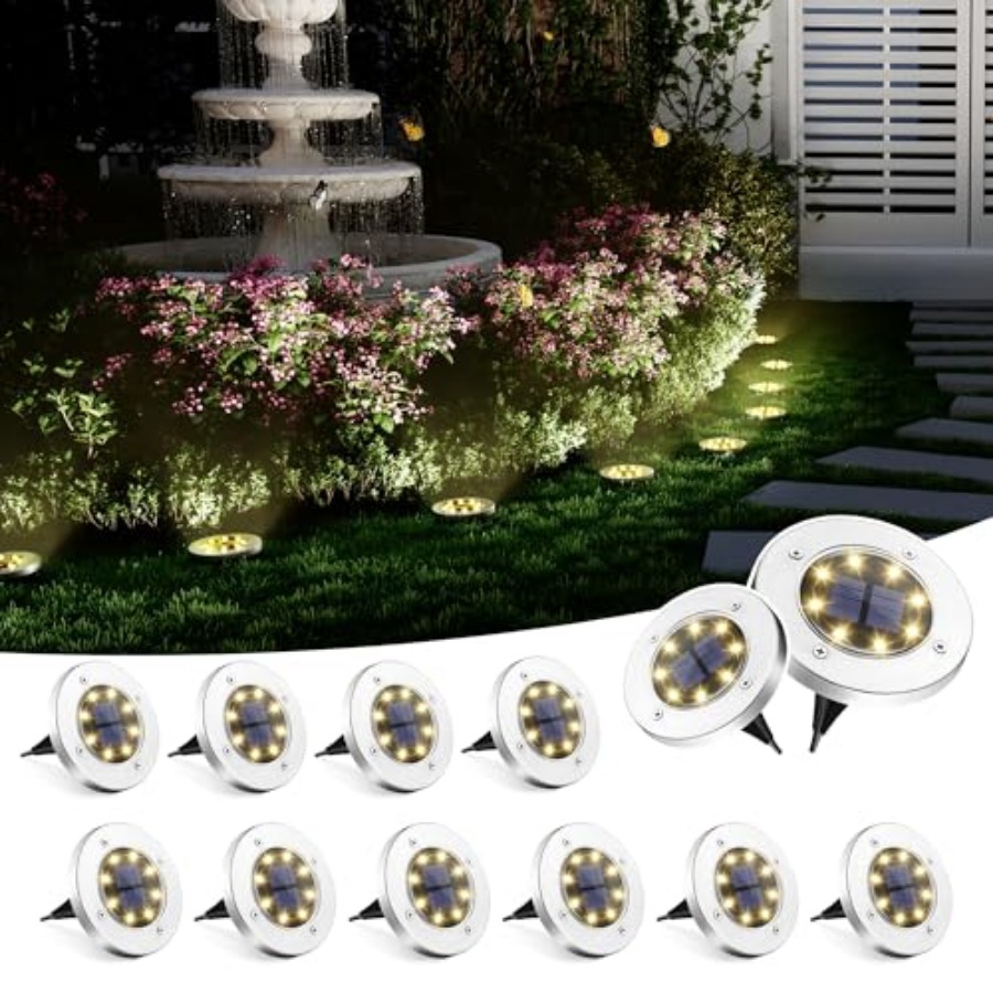 Outdoor Lighting Ground - Solar-Bodenleuchten, Solar-Außenleuchten, Wasserdicht, 8 LED, Solarbetriebene