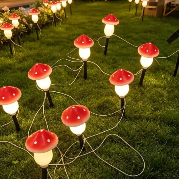Outdoor Lighting Yard Stakes - Solar-Pilz-Lichterkette Wasserdichte Außenbeleuchtung für Garten Rasen