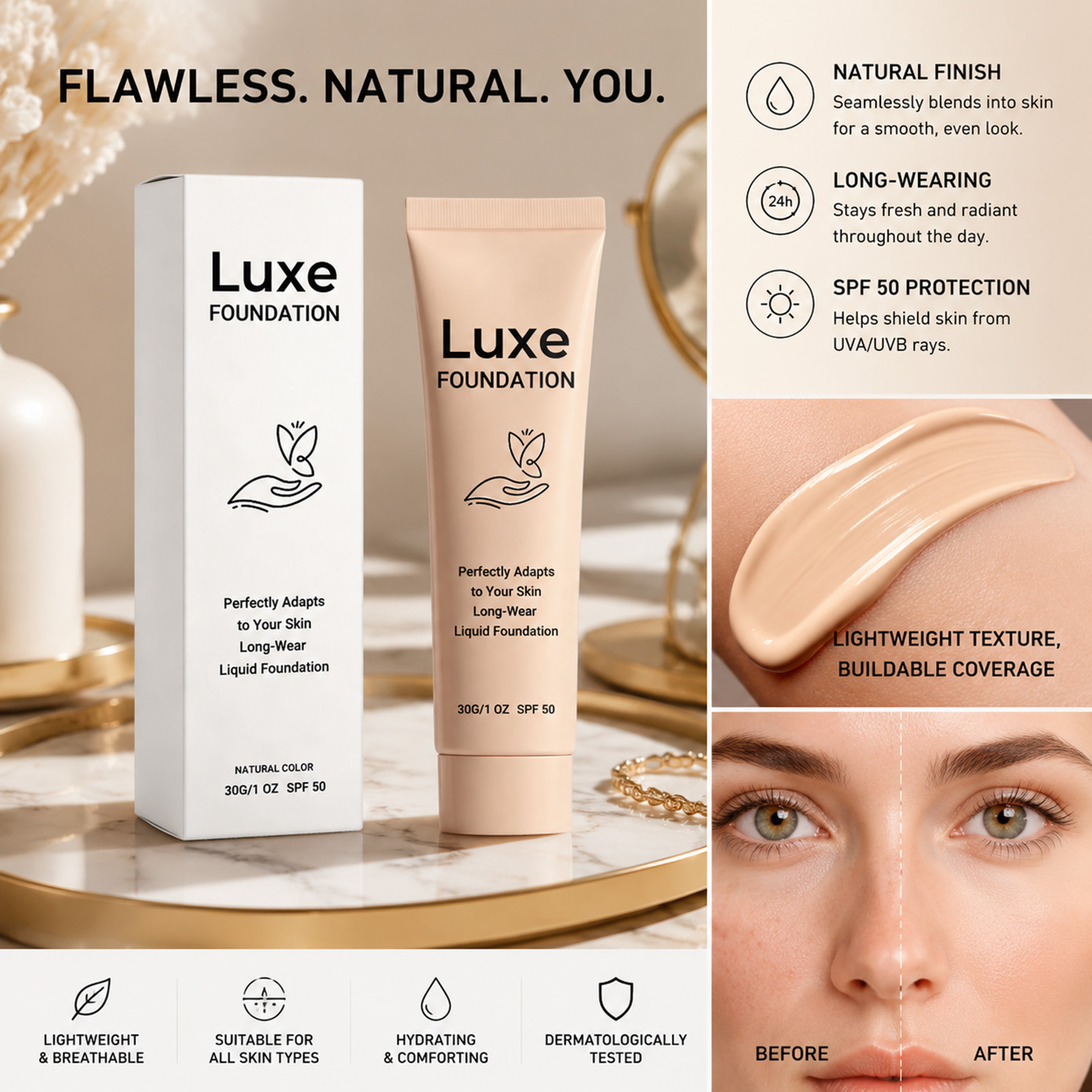 SPF 50+ Farbwechselnde Foundat – Color Changing Outdoor Bewertung und Preis