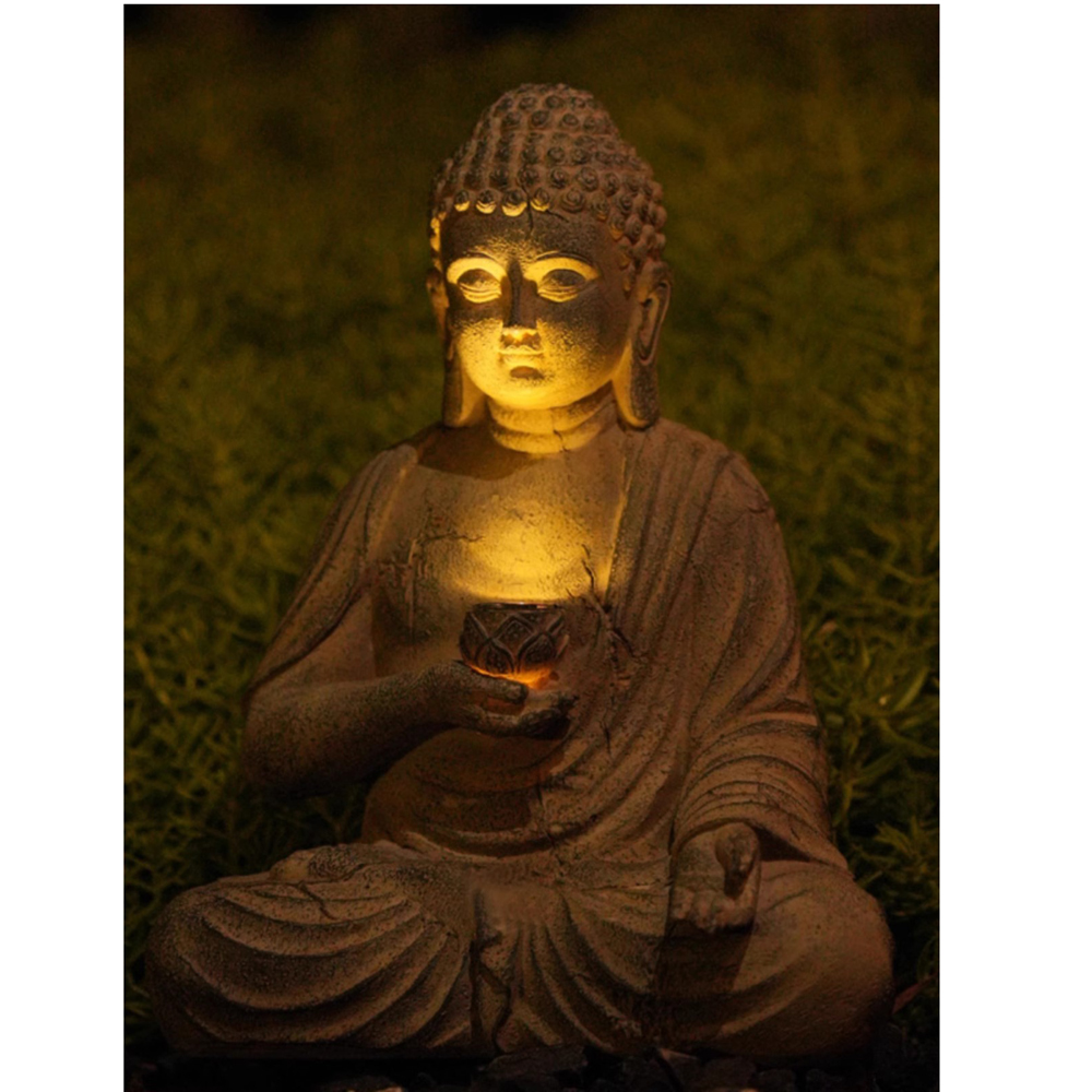 Harz Solar Buddha Statue Skulp – Outdoor Lighting Japanese Bewertung und Preis