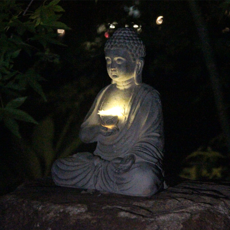 Harz Solar Buddha Statue Skulp – Outdoor Lighting Japanese Bewertung und Preis